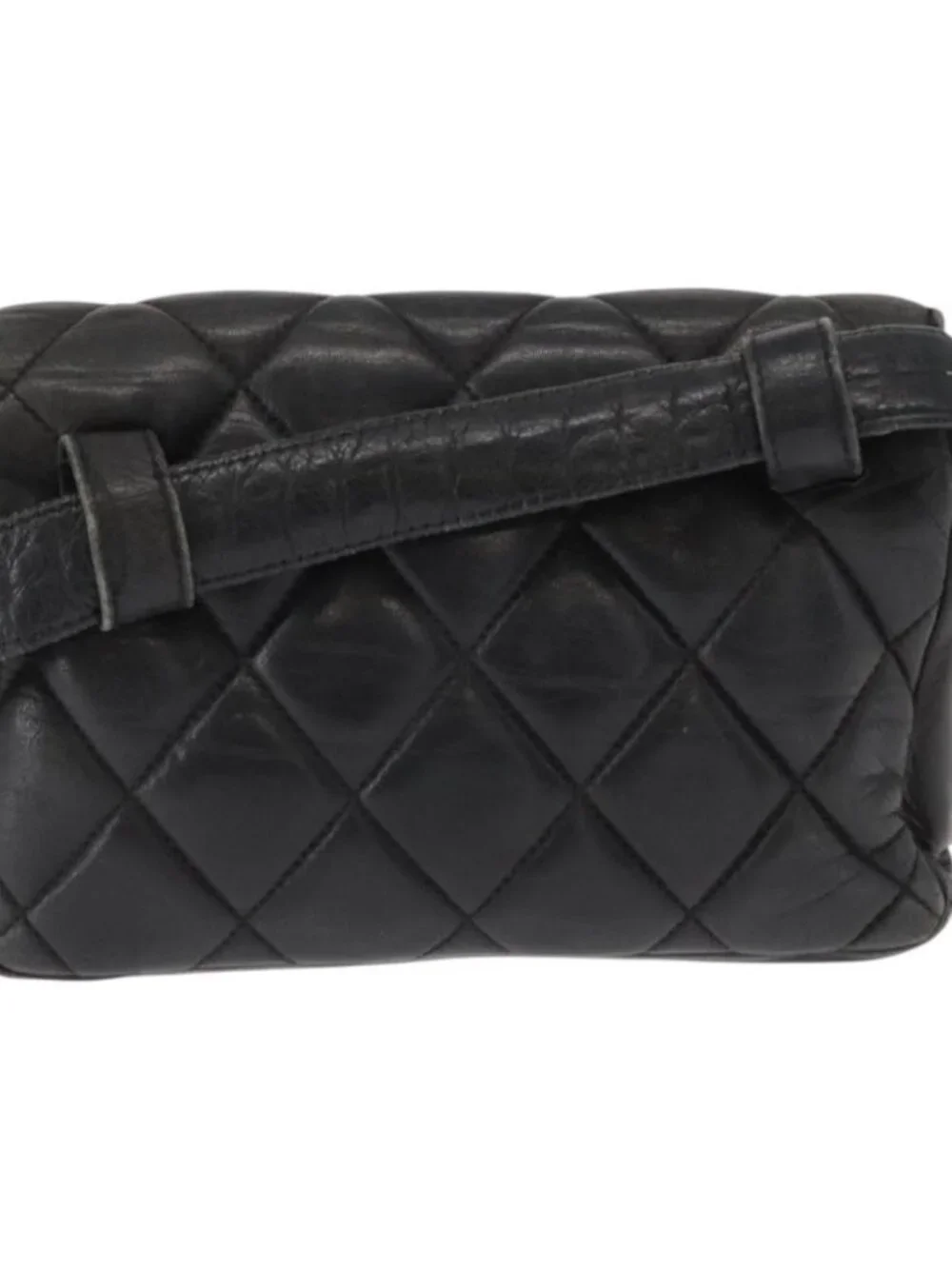CHANEL Matelasse Waist bag Lamb Skin Black Gold CC Auth am10530